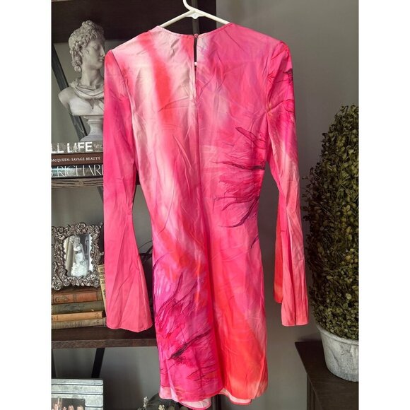 Hemant & Nandita Abira Mini Floral Satin Dress Pink Womens Size XS - Picture 7 of 12